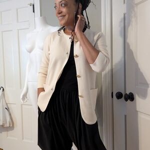 J. Crew Ivory Sweater with Gold Accents